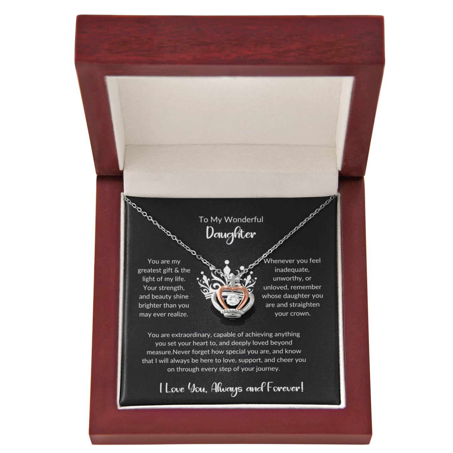 To My Daughter – Shine Bright Crown Necklace, A Symbol of Strength & Love
